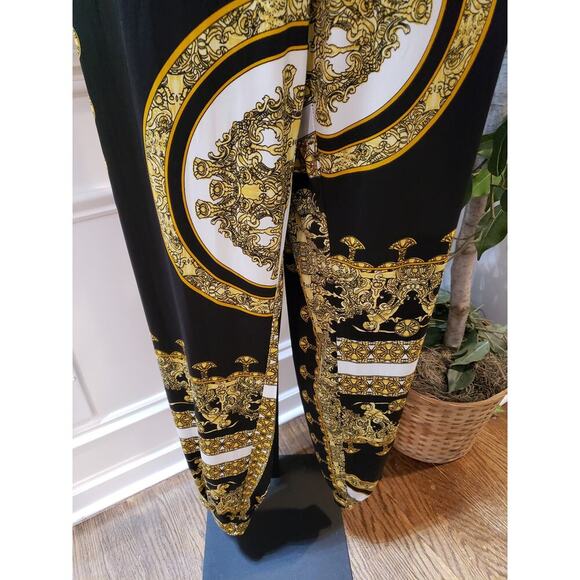 Fashion Nova Jumpsuit Womens XL Black Printed Twisted Elastic Waist Button Front - Picture 10 of 12